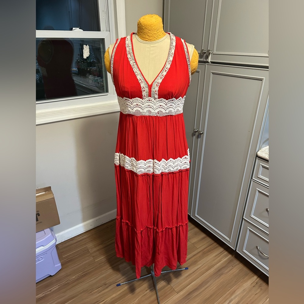 Eva Mendes NY & Company  Bohemian Embroidered Maxi Dress Size Small